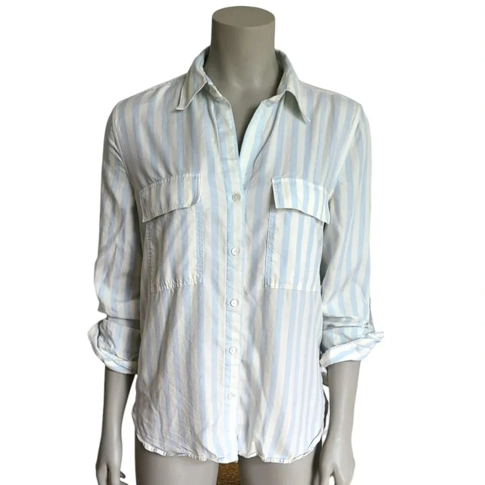 BABATON ARITZIA white  and blue tencel shirt